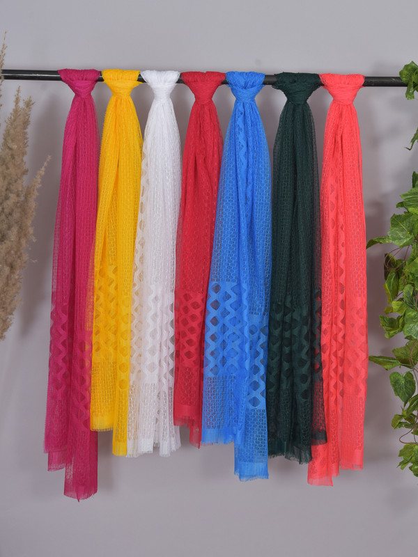 LA FEMINAE Net Self Design Women Dupatta