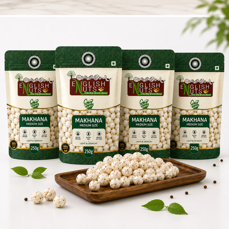 ENGLISH NUTS Premium Plain Makhana Makhana(4 x 250 g)