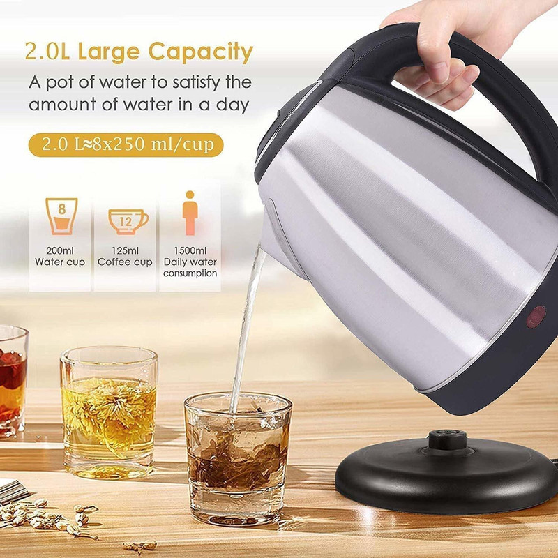NIMYANK Electric Kettle 2 L Multipurpose Large Size Tea Coffee Maker Water Boiler 8 Cups Coffee Maker(Silver , Black)