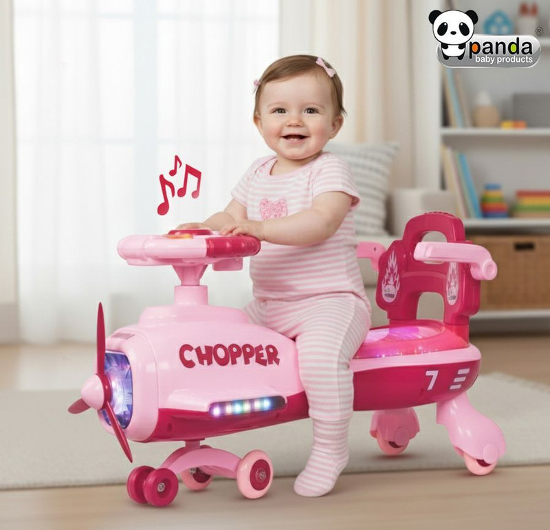 PANDA BABY PRODUCTS Chopper Ride On Airplane for Kids- Non-Battery Operated, Ride with Music, Lights Rideons & Wagons Non Battery Operated Ride On(Red)
