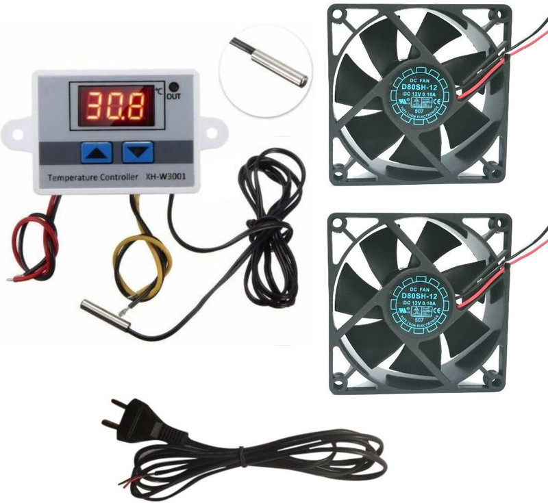 CyberSupreme W3001 AC THERMOSTAT 2 Cooling Fan 2 Pin AC Power Cord For Diy Incubator Temperature Sensor and Controller Electronic Hobby Kit