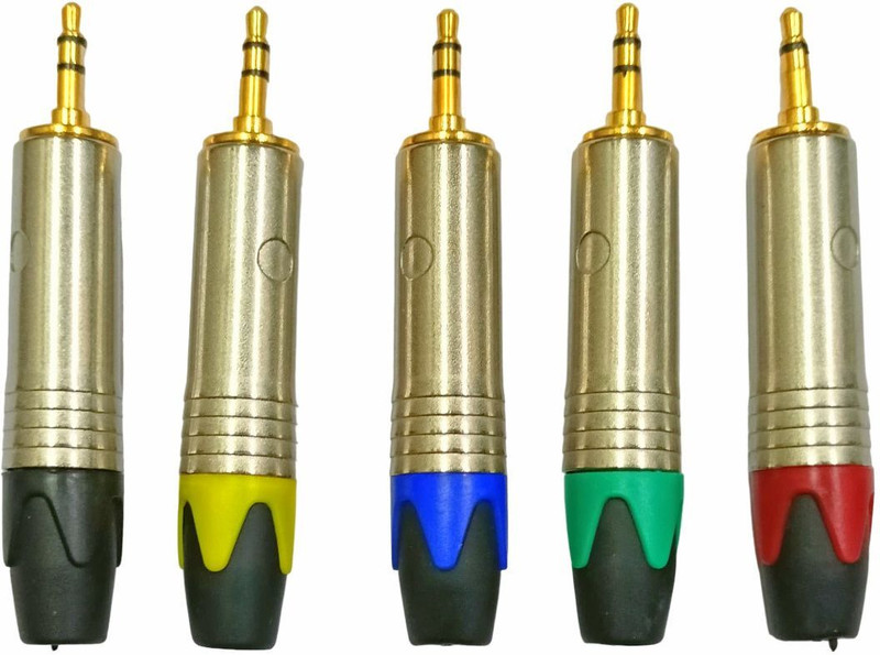 BALRAMA 5pc Metal Gold Plated RCA Pin Audio Video Speaker Male Connectors Jack AV Plug Straight TRS Patch Cable(7 cm in Length)