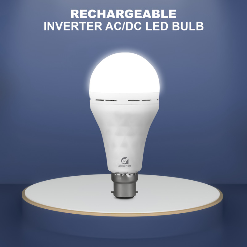 Glowing Night 12W AC/DC LED Inverter Bulb with 2 Hours Backup, Suitable for Low Voltage Areas 2 hrs Bulb Emergency Light(White)