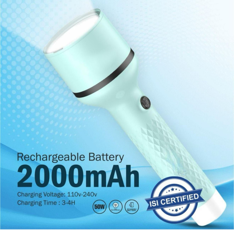 Zeno volt Rock Light Torch Rechargeable LED Flashlight Long Distance Beam Range 4 hrs Torch Emergency Light(Multicolor)