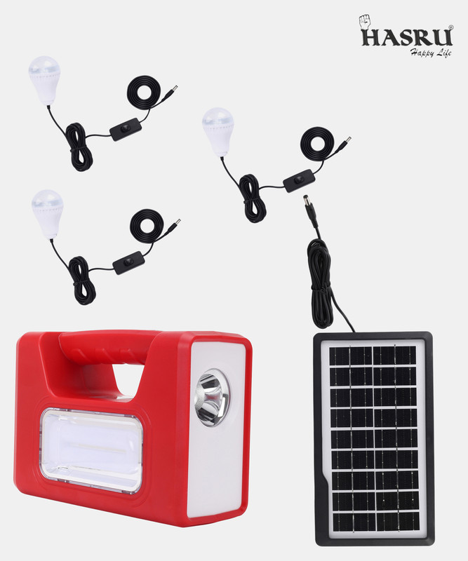 VR Bright Lite 1290 Portable Inverter with 3 LED Bulbs with Solar PANEL 6 hrs Torch Emergency Light(Black)