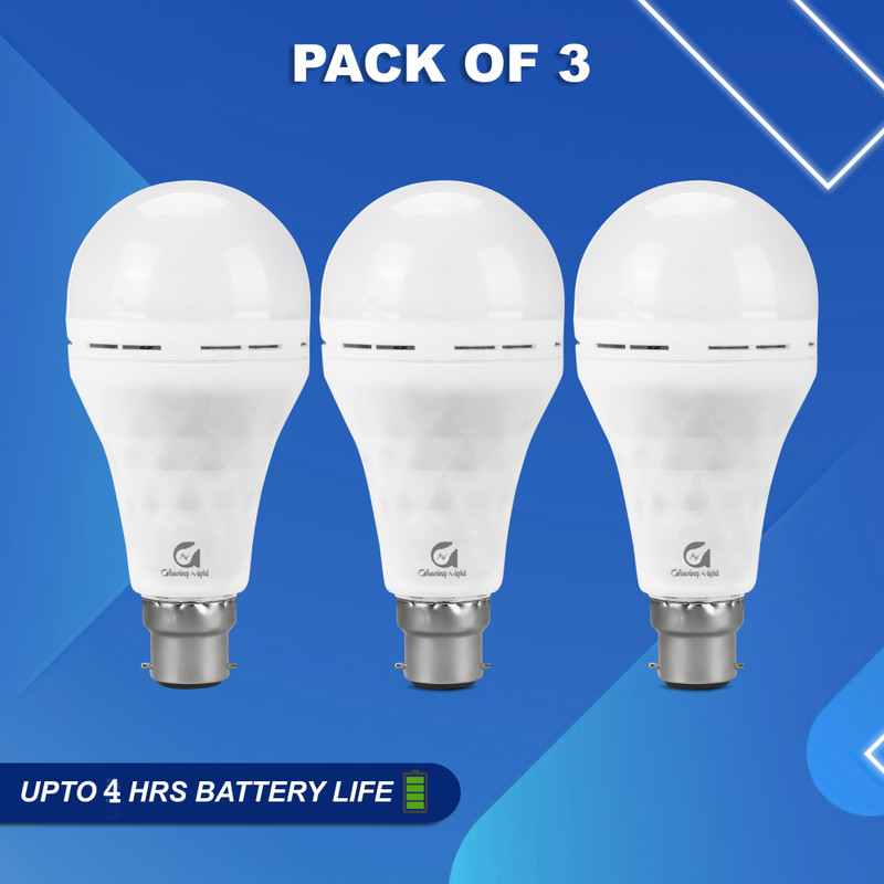 Glowing Night 12W AC/DC LED Inverter Bulb with 2 Hours Backup, Suitable for Low Voltage Areas 2 hrs Bulb Emergency Light(White)