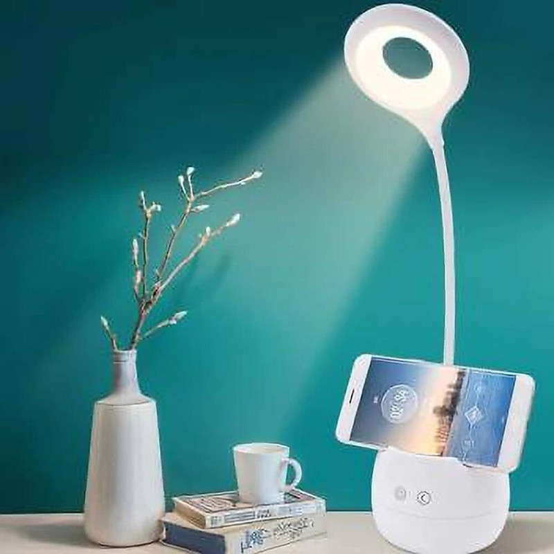 A 1 ROCK LIGHT ROCK LIGHT TABLE LAMP WITH PEN STAND & MOBILE STAND 6 hrs Torch Emergency Light(White)