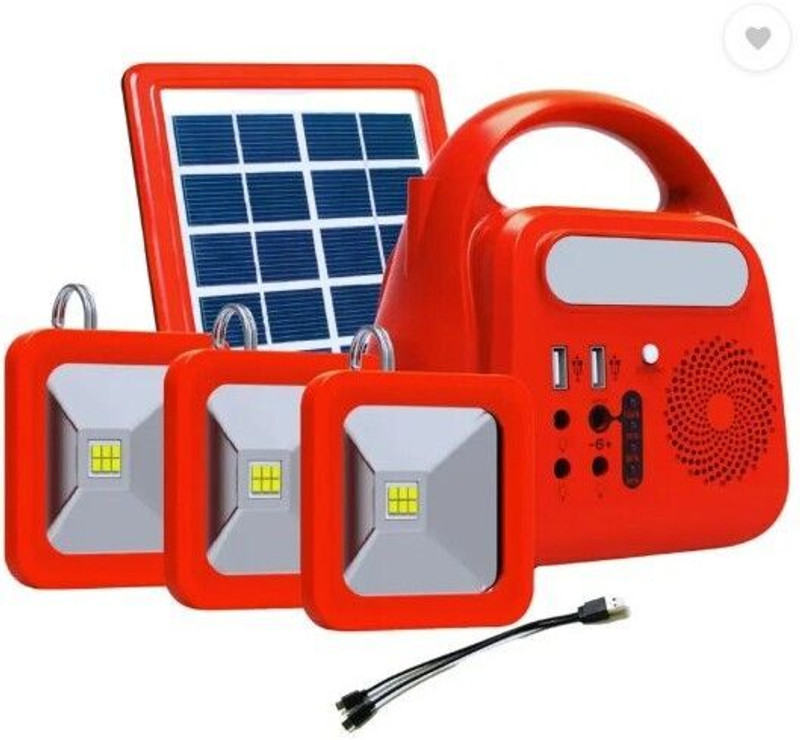 Sanjana Collections Portable Solar Camping Light Kit 6000mAh Battery COB , 3 Lamps , Phone Charging 10 hrs Lantern Emergency Light(Red)