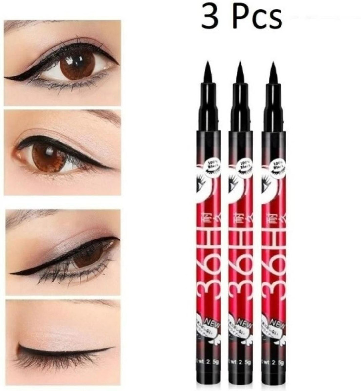 Yuvami's Pack of 3 High quality waterproof liquid-eye liner 36 Hours stay smudge Proof 9 g(Deep Black)