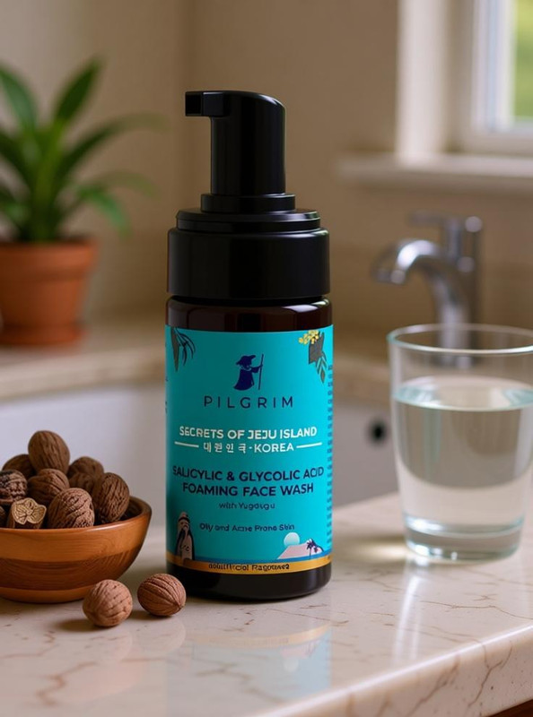 Pilgrim Salicylic (BHA) & Glycolic Acid (AHA)  for Oily & Acne-Prone Skin Men & Women All Skin Types Face Wash(120 ml)