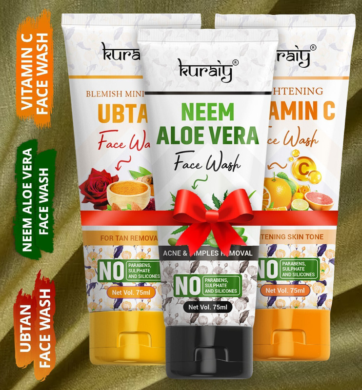 kuraiy Skin Brightening  For Dry,Oily Skin Combination Moisturizing pack-3 Men & Women All Skin Types Face Wash(225 ml)