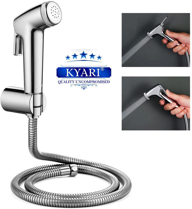 Kyari - ABS Conti Health Faucet Bidget Spray gun Complete set with Tube and Holder AH8 - For Toilet / Bathroom / garden Health Faucet(Wall Mount Installation Type)