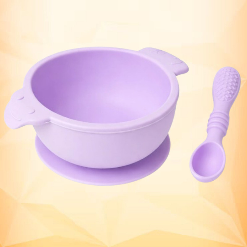arivya Lightweight Silicone Baby Bowl with Strong Grip Base  - sillicon(Purple)