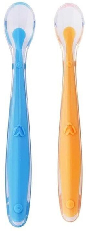 NXGTYA Pack of 2 100% BPA Free Baby Self Feeding Spoon - Silicone(Multicolor)