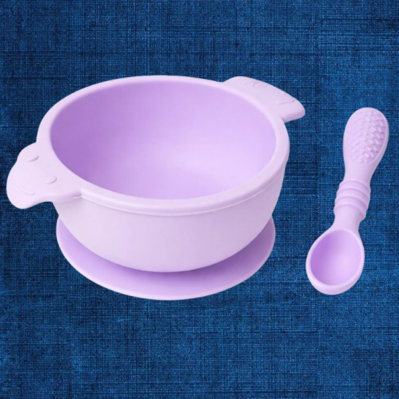 arivya Deep Curve Silicone Bowl for Baby Food Serving  - sillicon(Purple)