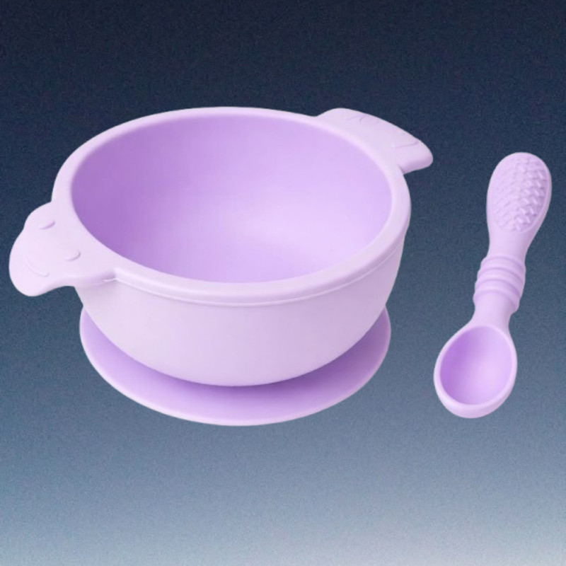 arivya Easy Clean Silicone Baby Feeding Bowl with Deep Inner Curve  - sillicon(Purple)
