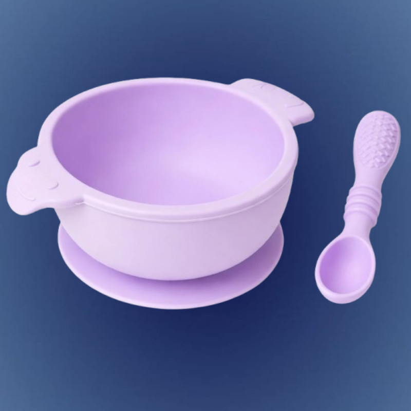 arivya Flexible Silicone Baby Bowl with Secure Suction Bottom  - sillicon(Purple)