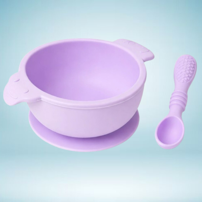 arivya Anti Slide Silicone Bowl for Baby Feeding and Training  - sillicon(Purple)