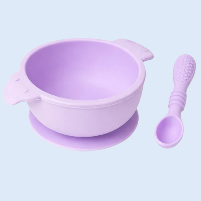 arivya Lightweight Silicone Baby Bowl with Anti Tip Base  - sillicon(Purple)