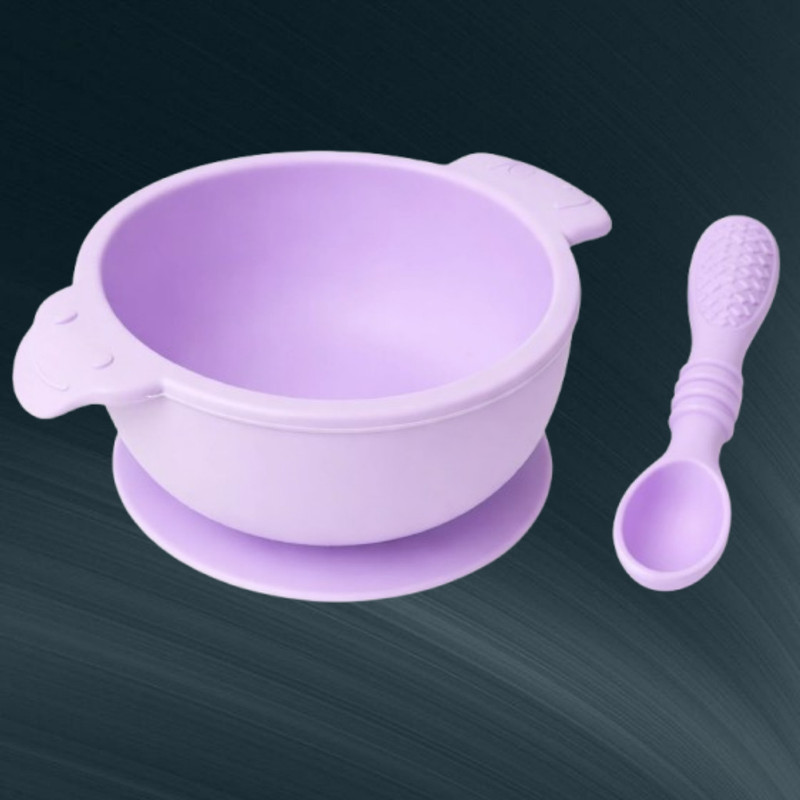 arivya Easy Handling Silicone Feeding Bowl for Toddlers  - sillicon(Purple)