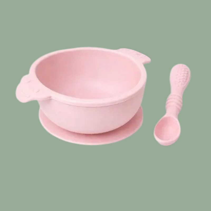 arivya Deep Base Baby Silicone Bowl with Suction Stability  - sillicon(Pink)