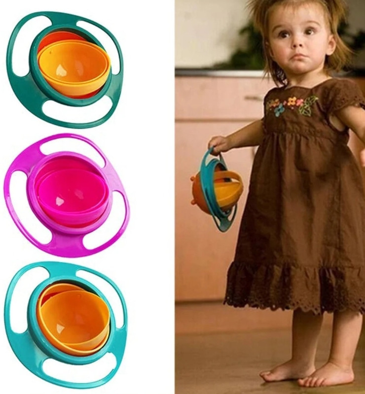 FABSCOLLECTION 360° Rotating Spill Proof Gyro Bowl for Kids | Anti-Spill Baby Feeding Bowl  - PLASTIC(Multicolor)
