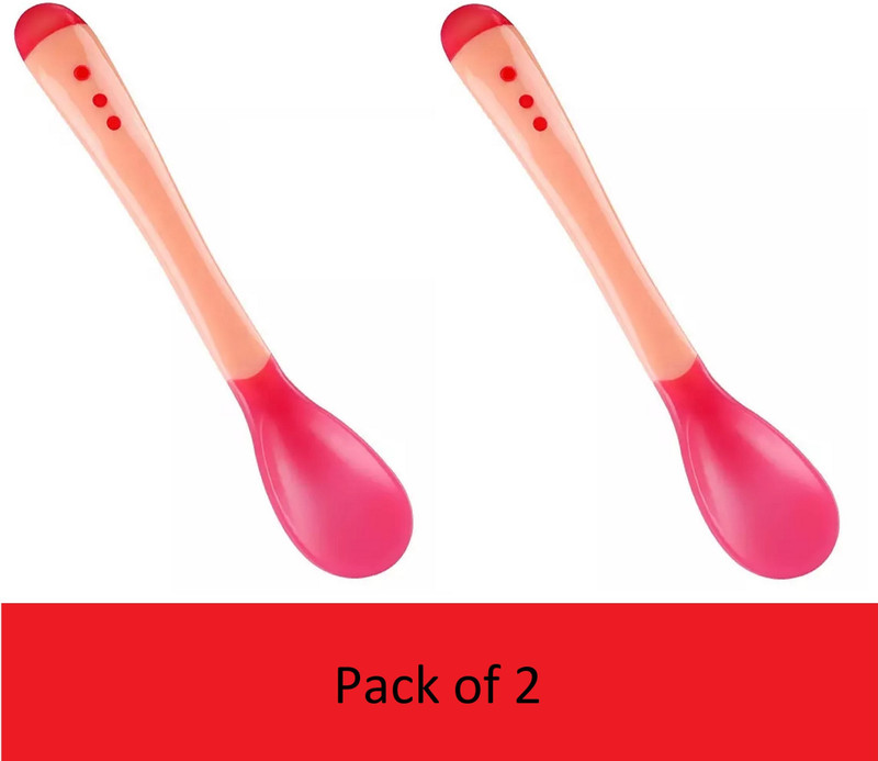 Smiker Temperature & heat Sensing Color changing Silicone feeding spoon For Infants  - Silicon(Red)