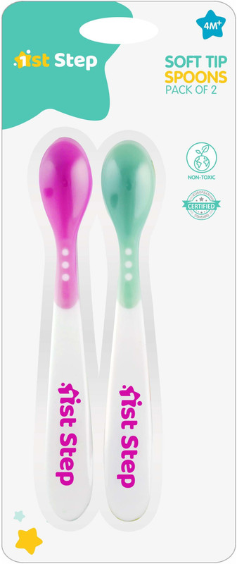 1st Step BPA Free Heat Sensitive Soft Tip Spoon - Polypropylene(Pink, Green)