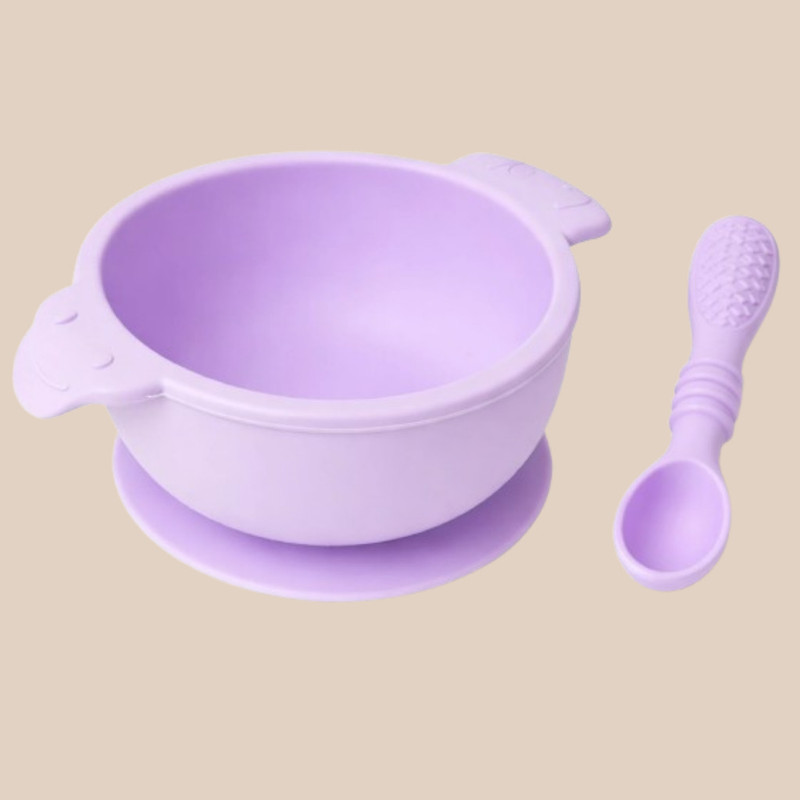 arivya Deep Design Silicone Baby Bowl for Easy Feeding and Scooping  - sillicon(Purple)