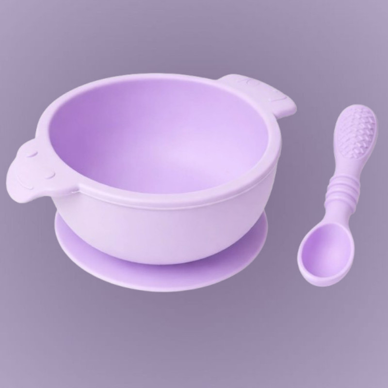 arivya Deep Curve Silicone Baby Bowl for Easy Food Scooping  - sillicon(Purple)