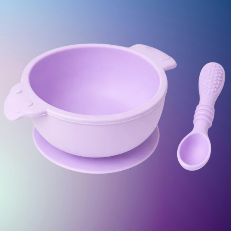 arivya Durable Silicone Baby Bowl with Safe Feeding Edges  - sillicon(Purple)