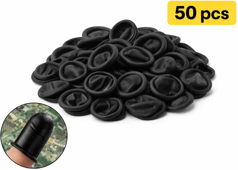 KRIKISH Black Latex Finger Cots - Fingertip Guards, Finger Gloves Finger Sleeve(Pack of 50)