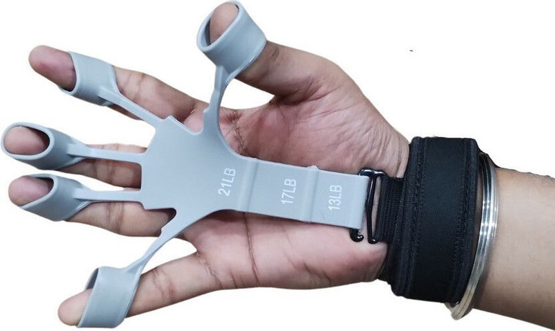 GJSHOP Finger Strengthener Grip Exerciser – Adjustable Trainer for Hand & Arm Muscles Hand Grip/Fitness Grip(Grey)