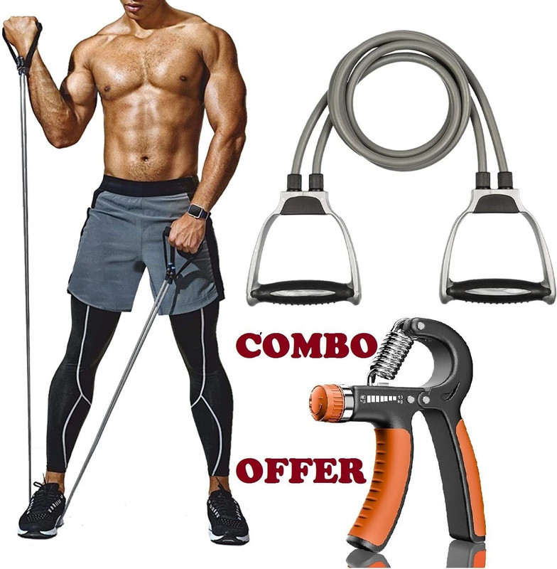 Athlian Combo Adjustable Hand Grip Strengthener and Toning Tube_A Hand Grip/Fitness Grip(Multicolor)