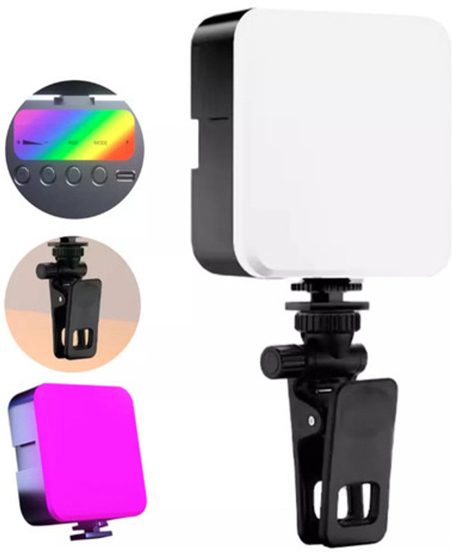 Worricow Portable Mini LED Selfie Light -Universal Dual Photography Lamp for Mobile Phone Flash(Black)