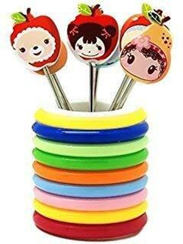 Namo Enterprises Cute Cartoon Stainless Steel Spoon Set for Kids | Colorful Tableware Stainless Steel Serving Fork Set(Pack of 6)