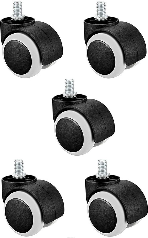 Biway Threaded Twin Castor Revolving Chair Wheel Black Set of 5 Appliance Furniture Caster(Pack of5)