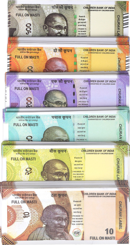 BBS DEAL Assorted 100 10rs Indian Currency Toy Notes for Kids - Educational Set New Fake currency Note Gag Toy(Multicolor)