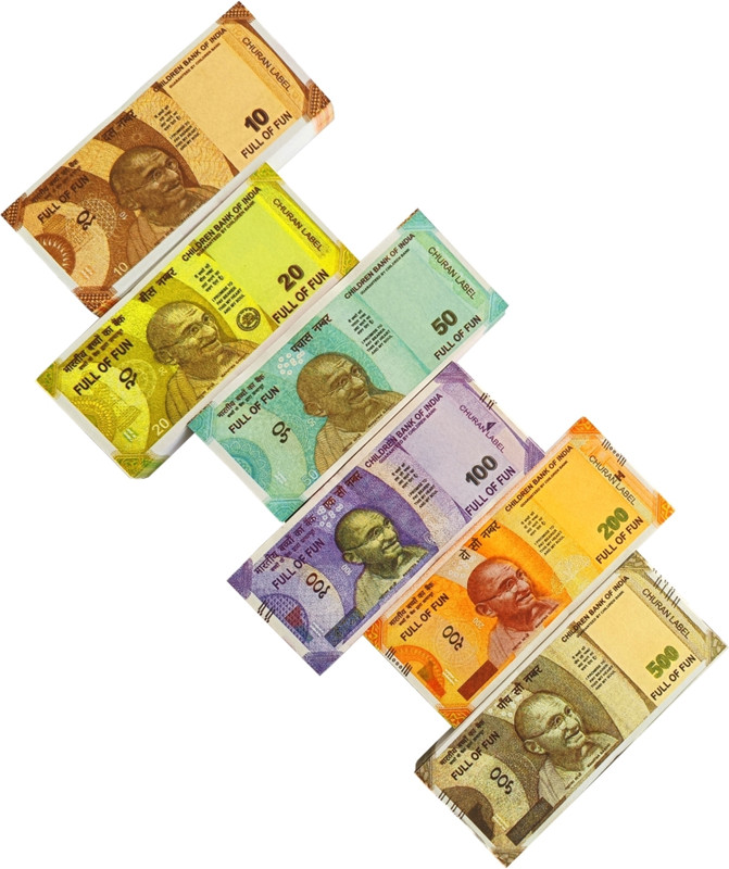 FIER (23 EACH x 6=138 ) Indian fack currency note Gag Toy(Multicolor)