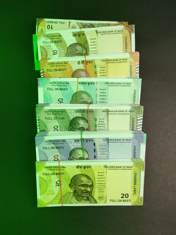 BBS DEAL 20 notes each Dummy and fake currency notes for enjoying prank kids New Fake currency Note Gag Toy(Multicolor)