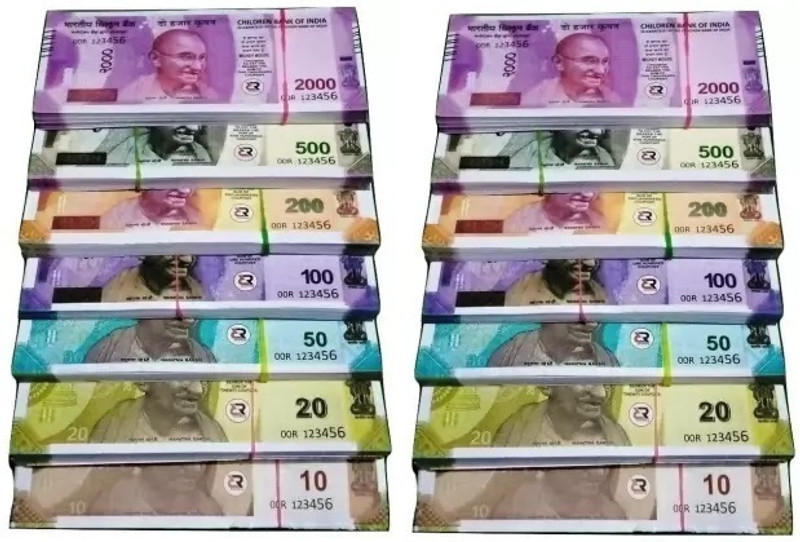 BBS DEAL Combo Gift Pack (9 Each x 8=72 Nakli Note) Playing Indian Currency dummy New Fake currency Note Gag Toy(Multicolor)