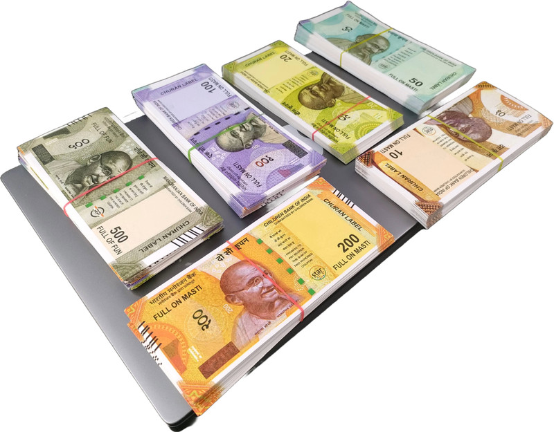 BBS DEAL (10*6=60 note )Enhance Kids' Financial Education with Churan Wale Fun Combo New Fake currency Note Gag Toy(Multicolor)