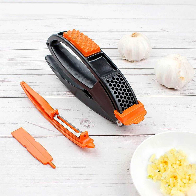 zivaya Multipurpose Garlic Press for Home Kitchen Garlic Press(Black, Orange)