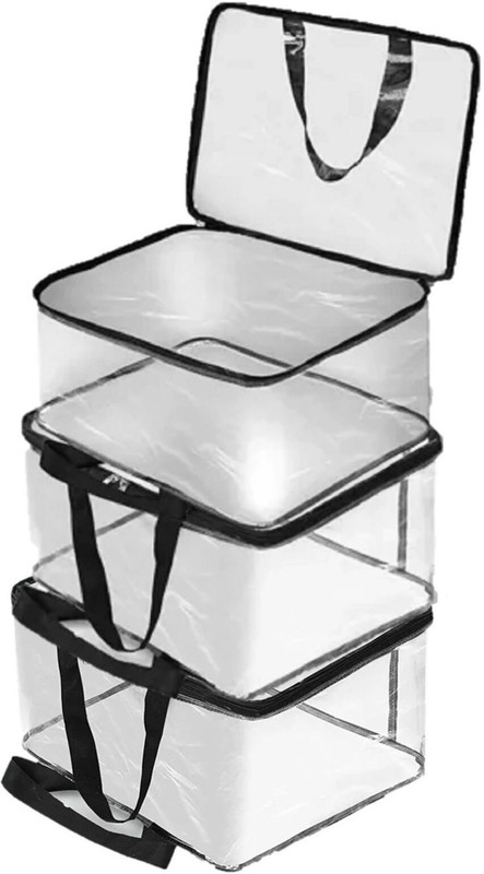 ByHayat Waterproof Soiled Clothes Storage Bag Pack of 4 Poly-canvas Laundry Bag(Black, White (Transparent))