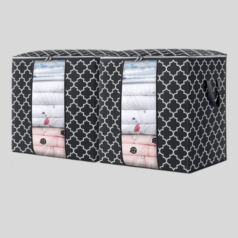 STORAZE PVC Large Blanket Clothes Organization and Storage Containers for Bedding GARMENT COVER(Black)