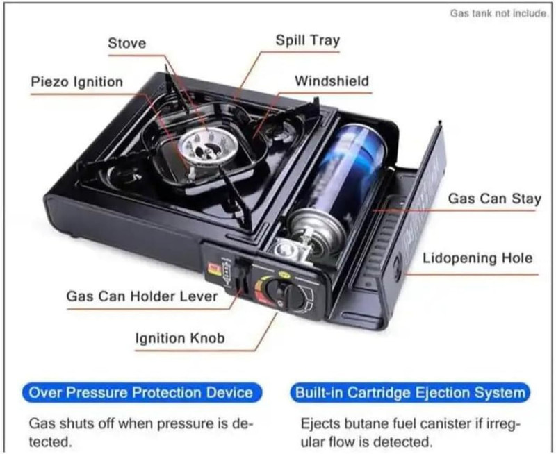 ENMORA Portable Lightweight One Burner Gas Stove ASQ13 Stainless Steel Manual Butane Gas Stove(1 Burners)