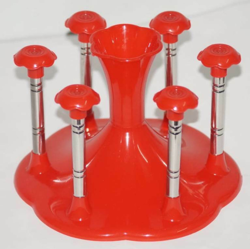 TDO RED Stylish Plastic With Spoon Organiser Steel, Plastic Glass Holder