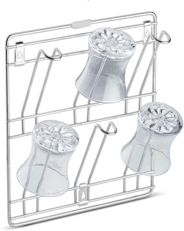 Ghanshayam Premium Stainless Steel Wall Mounting Glass Stand With 6 Glass Holder Stainless Steel Glass Holder