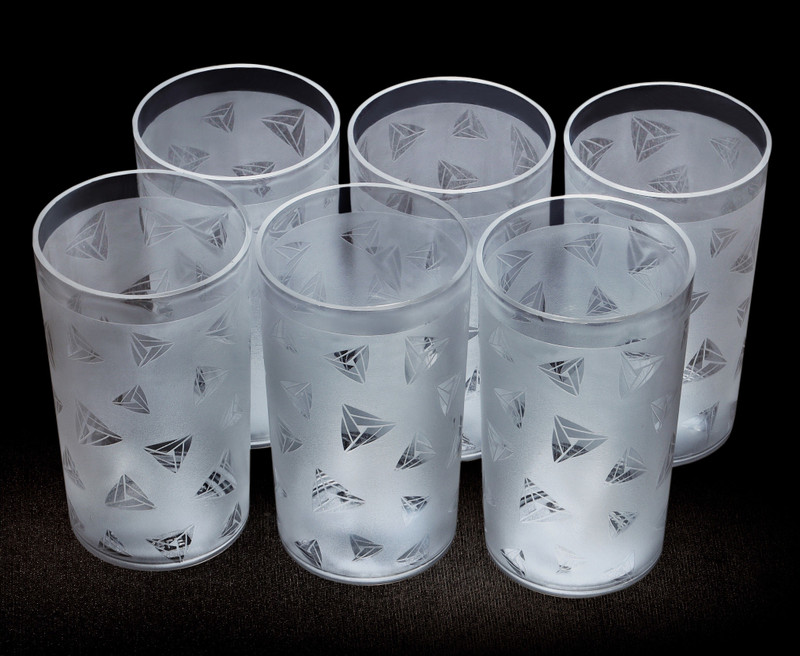 BELLERBIRD (Pack of 6) Premium Quality Unbreakable Diamond Design Drinking Glass Set Water/Juice Glass(300 ml, Plastic, Clear)