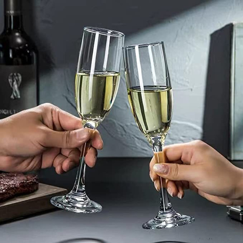 JIGSHTIAL Wine Glass, Red or White Wine, Champagne Flutes, Glass Set (Pack of 1) Glass Set Champagne Glass(170 ml, Glass, Clear)